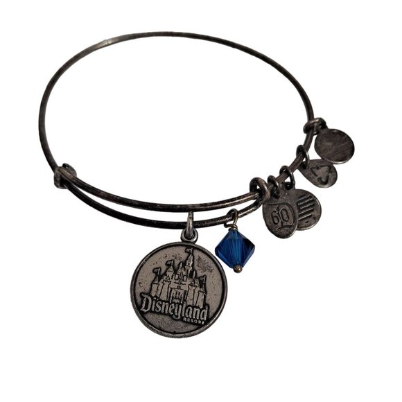 Alex & Ani Disney 60th Anniversary Disneyland D60 Bangle Bracelet Blue Gem READ - Picture 1 of 8